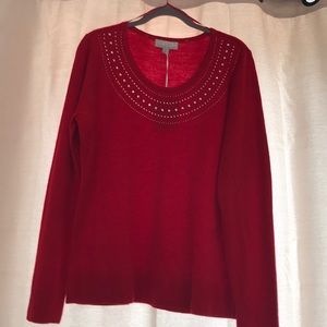 New Carolyn Taylor Sweater XL Rhinestone neckline